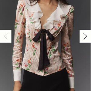 Maeve Long-Sleeve Ruffle-Front Blouse